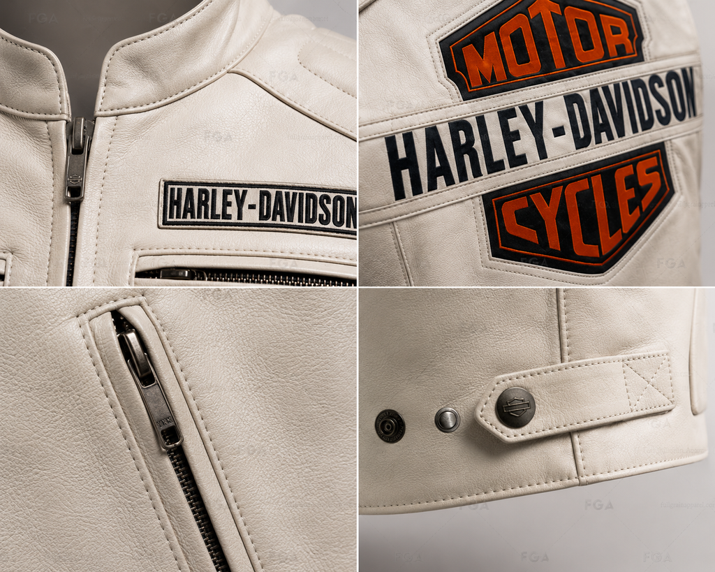 Men’s Harley-Davidson White Leather Biker Vest | Full Grain Apparel