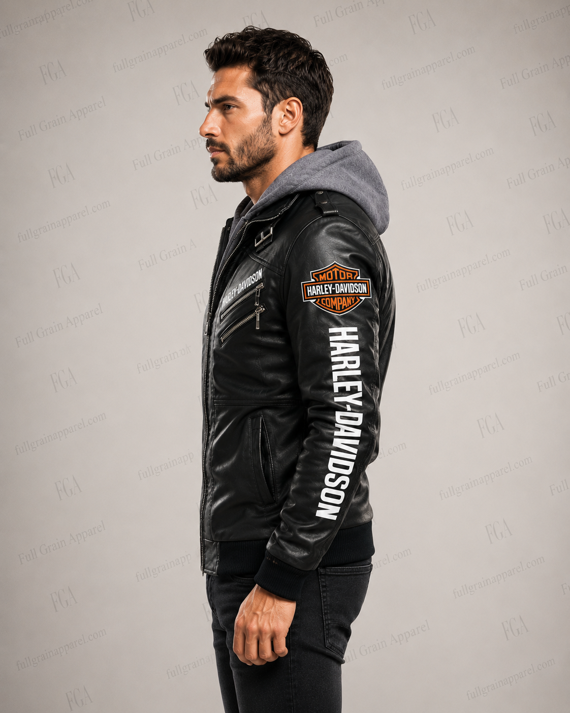 Harley-Davidson Hooded Leather Jacket for Men | Full Grain Apparel