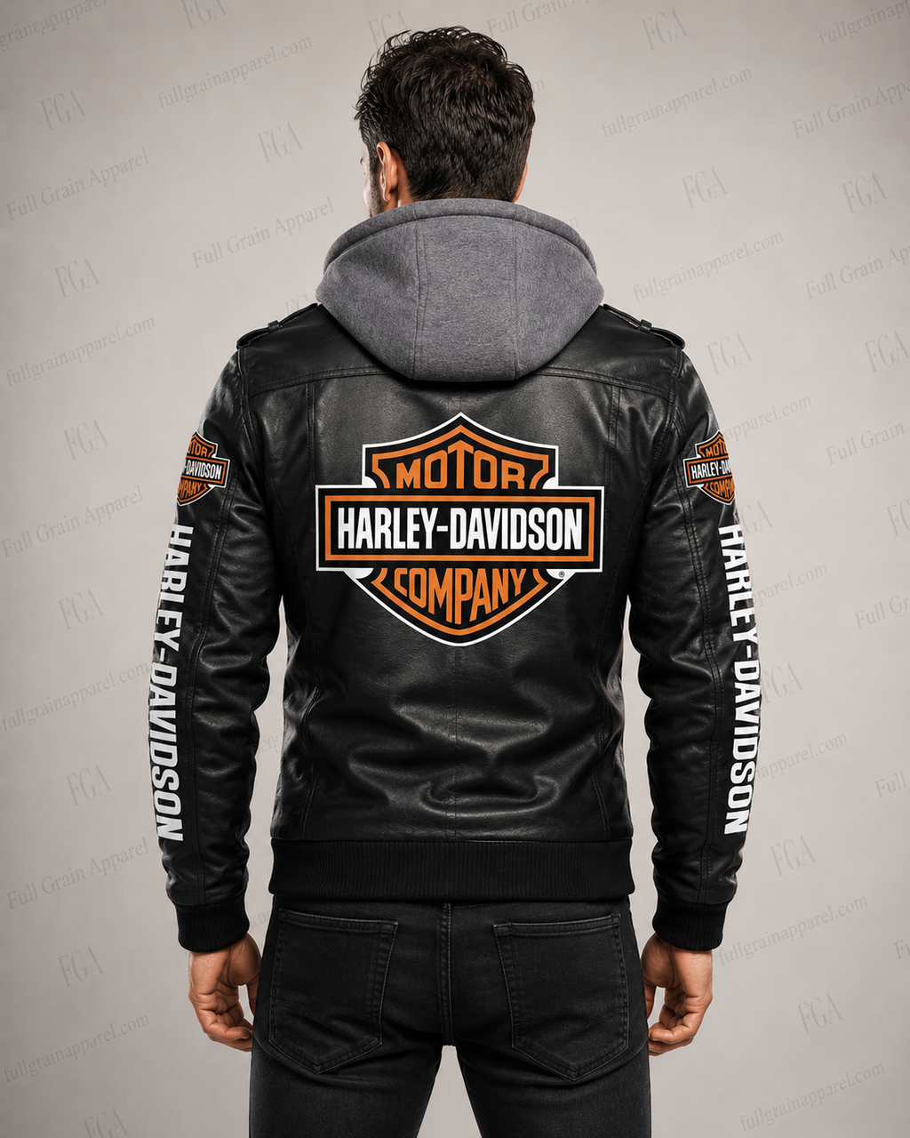 Harley-Davidson Hooded Leather Jacket for Men | Full Grain Apparel