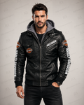 Harley-Davidson Hooded Leather Jacket for Men | Full Grain Apparel