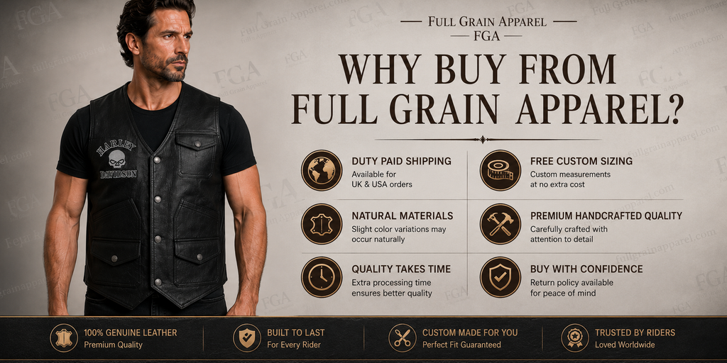Harley-Davidson Skull Motorcycle Vest for Men | Full Grain Apparel