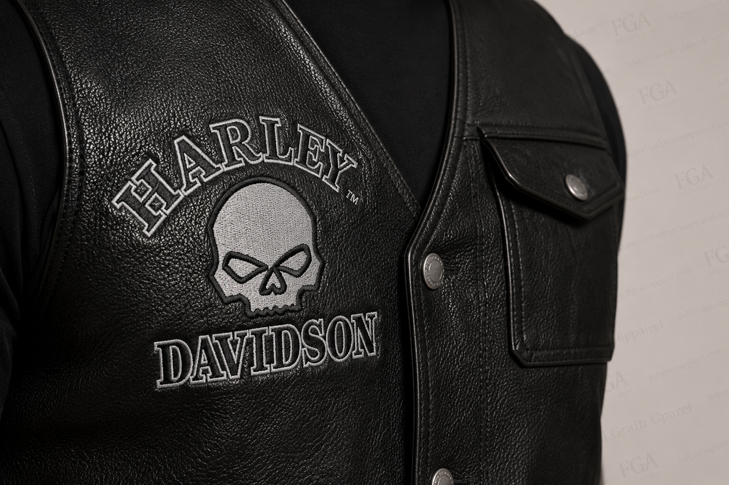 Harley-Davidson Skull Motorcycle Vest for Men | Full Grain Apparel