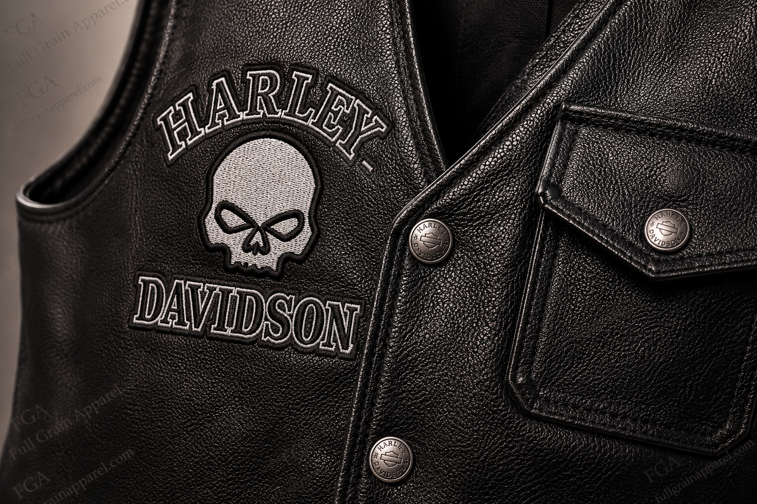 Harley-Davidson Skull Motorcycle Vest for Men | Full Grain Apparel