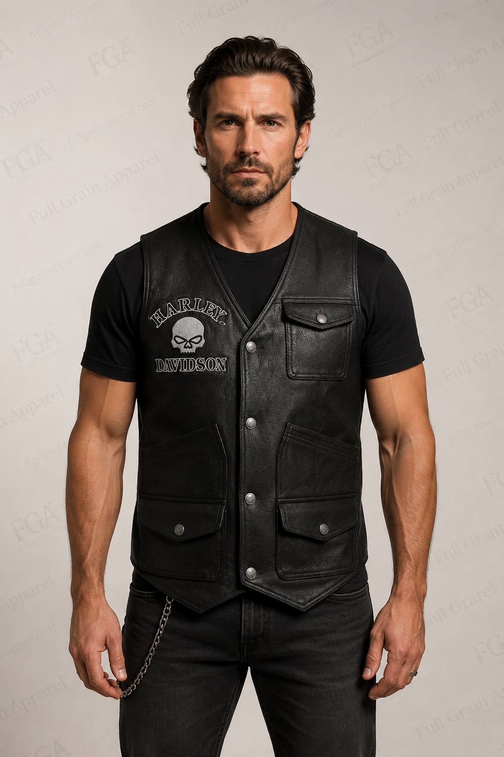 Harley-Davidson Skull Motorcycle Vest for Men | Full Grain Apparel