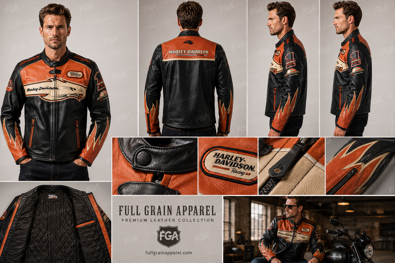 Men’s Harley-Davidson Racing Leather Jacket | Full Grain Apparel