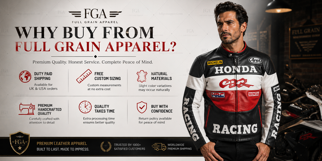 Men's Honda CBR Leather Racing Jacket By Full Grain Apparel