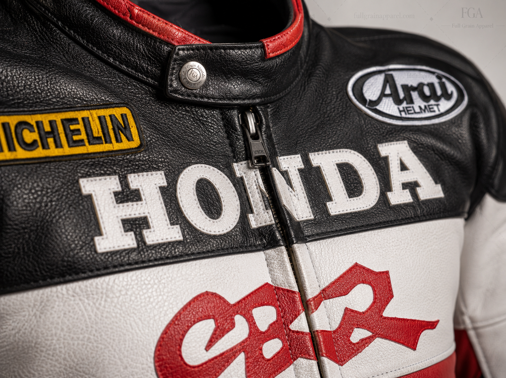 Men's Honda CBR Leather Racing Jacket By Full Grain Apparel