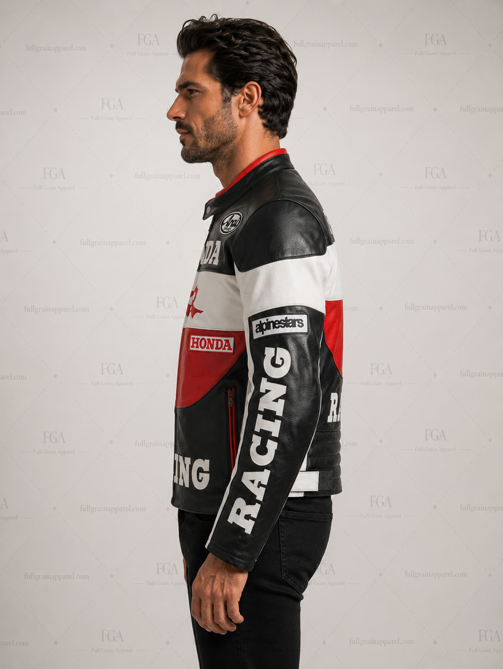 Men's Honda CBR Leather Racing Jacket By Full Grain Apparel