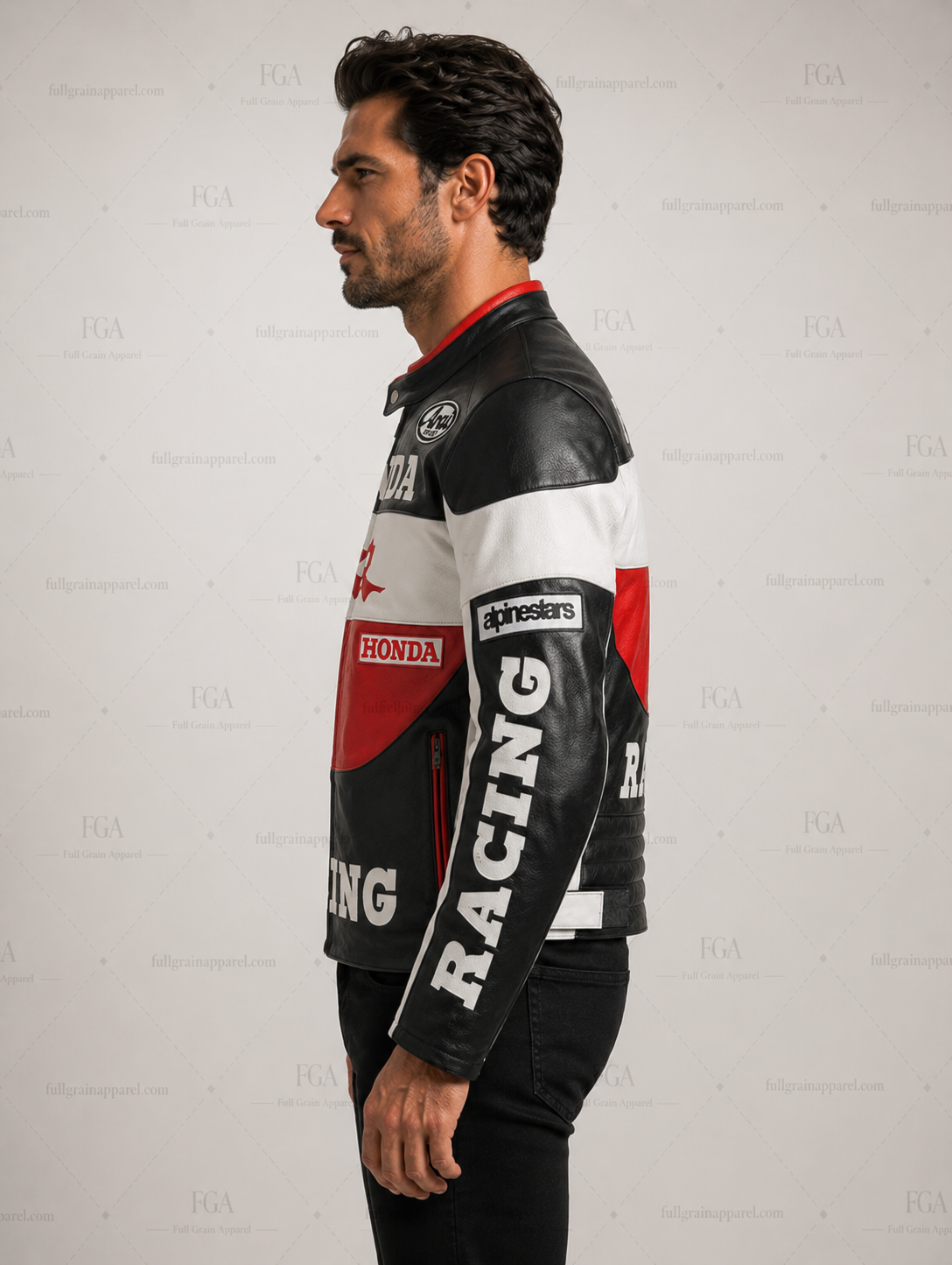Men's Honda CBR Leather Racing Jacket By Full Grain Apparel