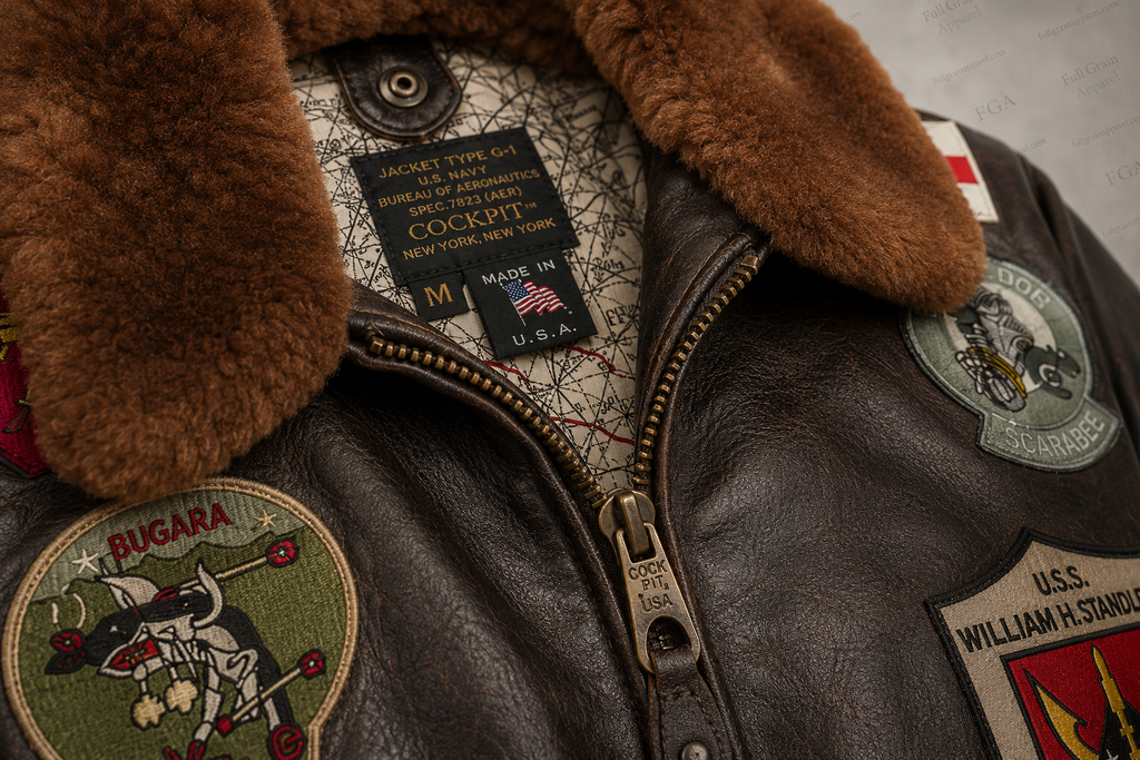 Men's Type G-1 Navy Flight Leather Jacket | Full Grain Apparel