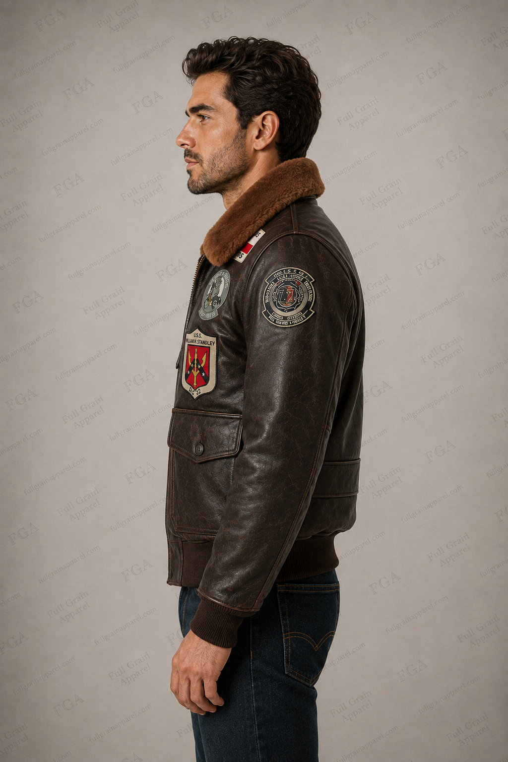 Men's Type G-1 Navy Flight Leather Jacket | Full Grain Apparel