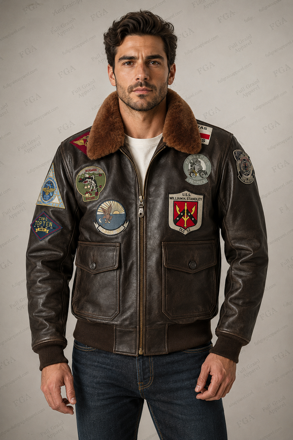 Men's Type G-1 Navy Flight Leather Jacket | Full Grain Apparel