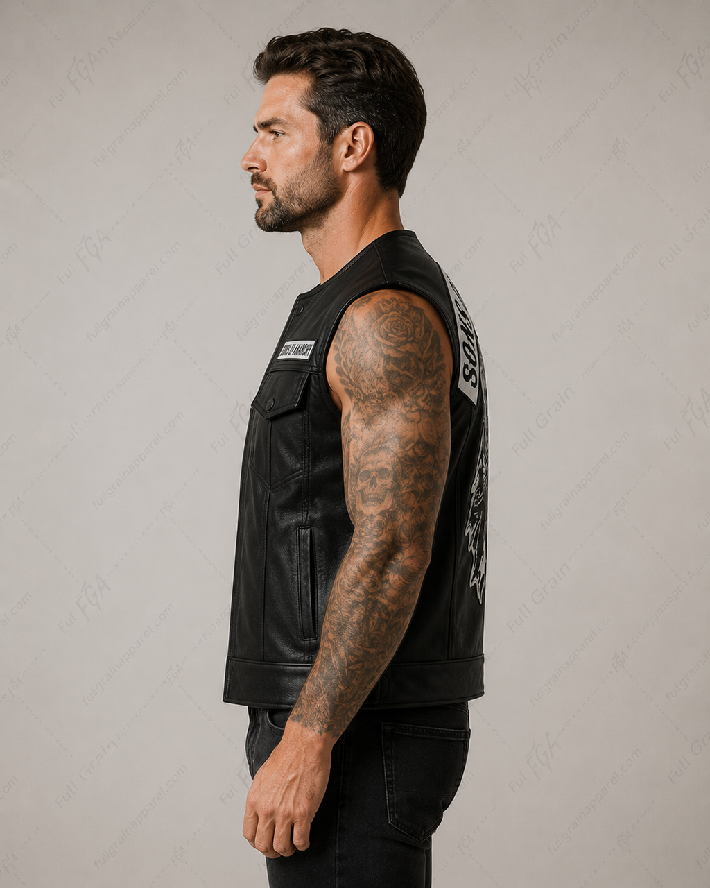 Men's Sons of Anarchy Leather Biker Vest | Full Grain Apparel