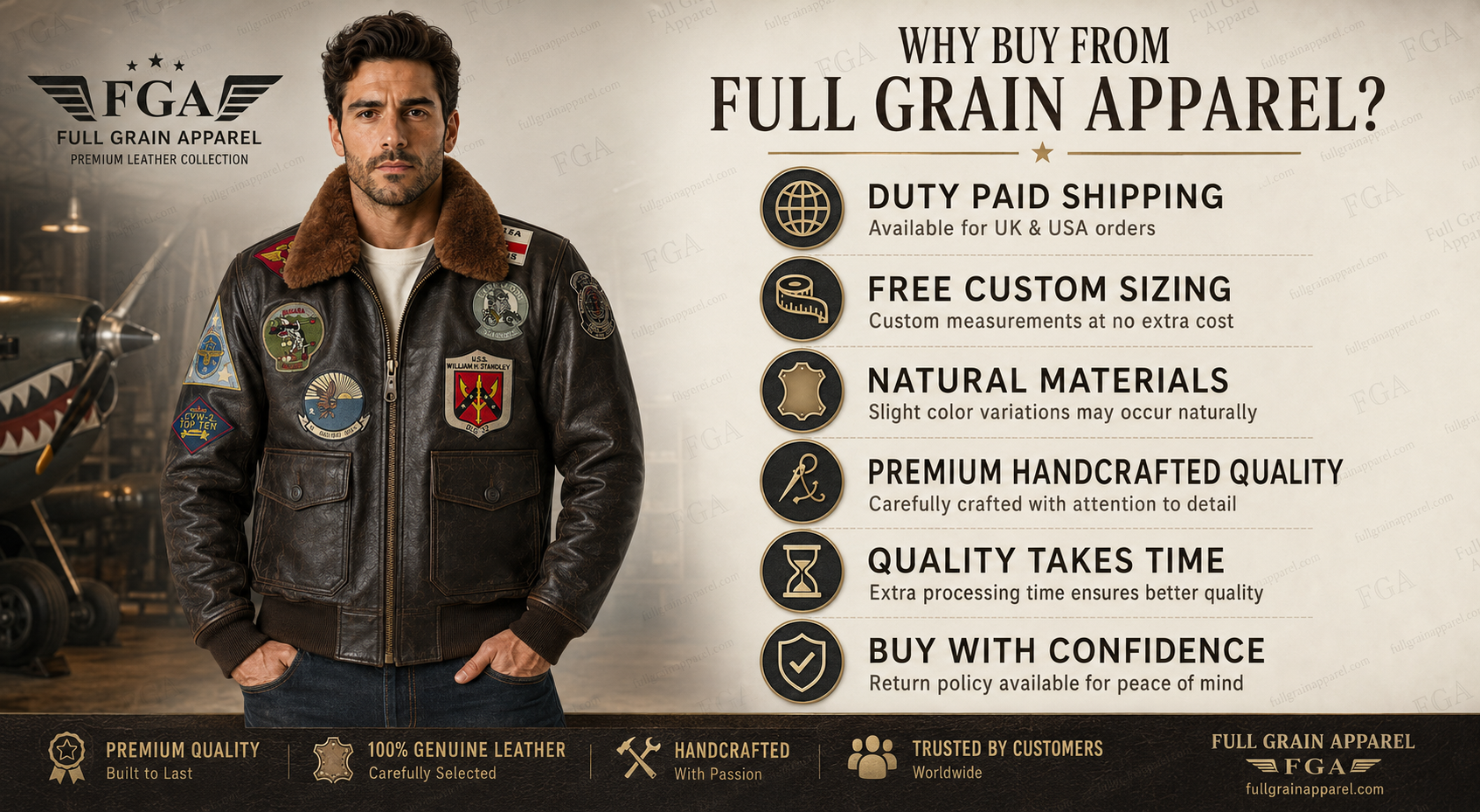 Men's Type G-1 Navy Flight Leather Jacket | Full Grain Apparel