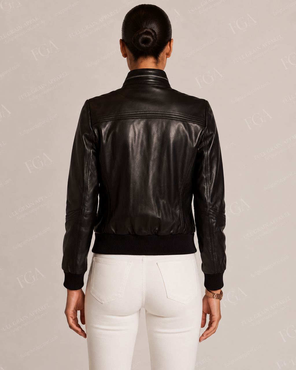 Women's Black Leather Racer Jacket | Cafe Moto | Full Grain Apparel