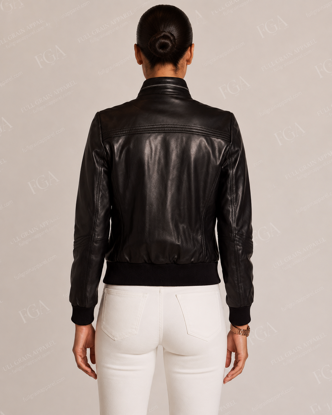 Women's Black Leather Racer Jacket | Cafe Moto | Full Grain Apparel