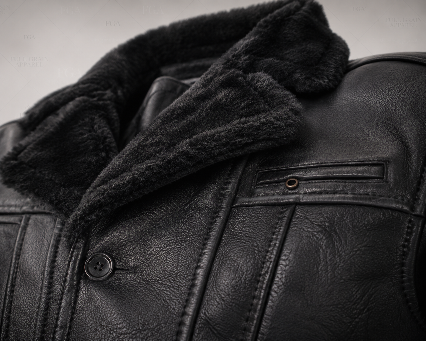 Men's Black Shearling Leather Jacket | Aviator Coat | Full Grain Apparel