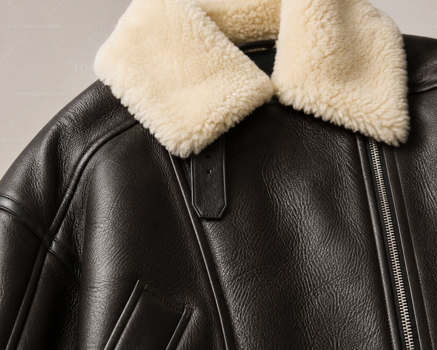 Men's Dark Brown Aviator Leather Jacket | Shearling Bomber | Full Grain Apparel
