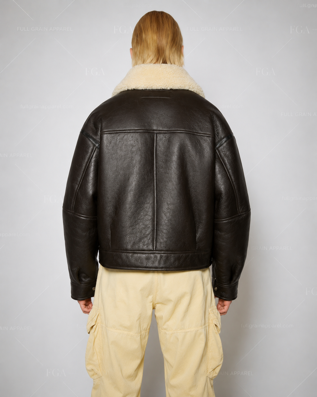 Men's Dark Brown Aviator Leather Jacket | Shearling Bomber | Full Grain Apparel
