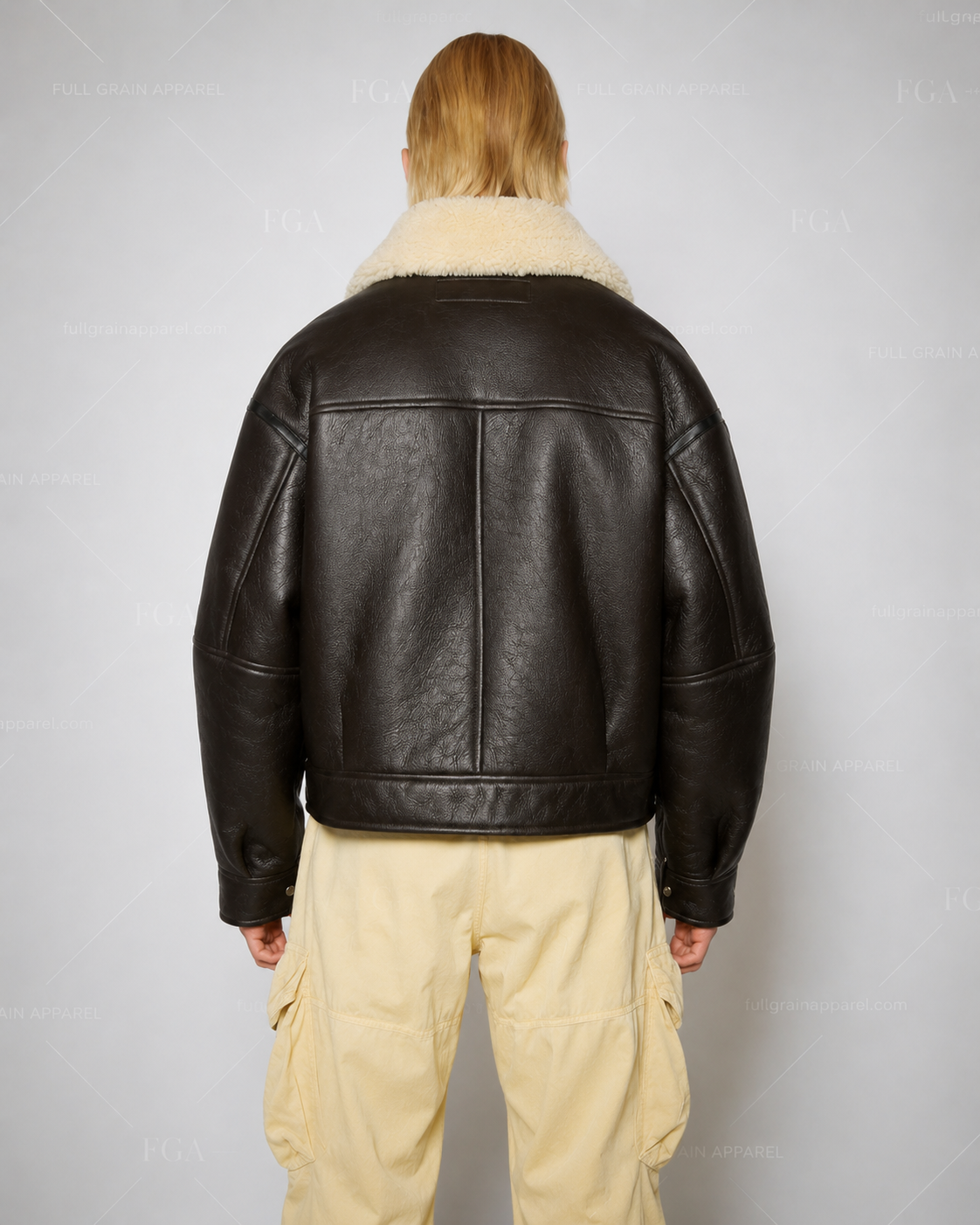 Men's Dark Brown Aviator Leather Jacket | Shearling Bomber | Full Grain Apparel