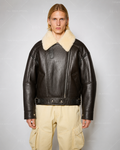 Men's Dark Brown Aviator Leather Jacket | Shearling Bomber | Full Grain Apparel