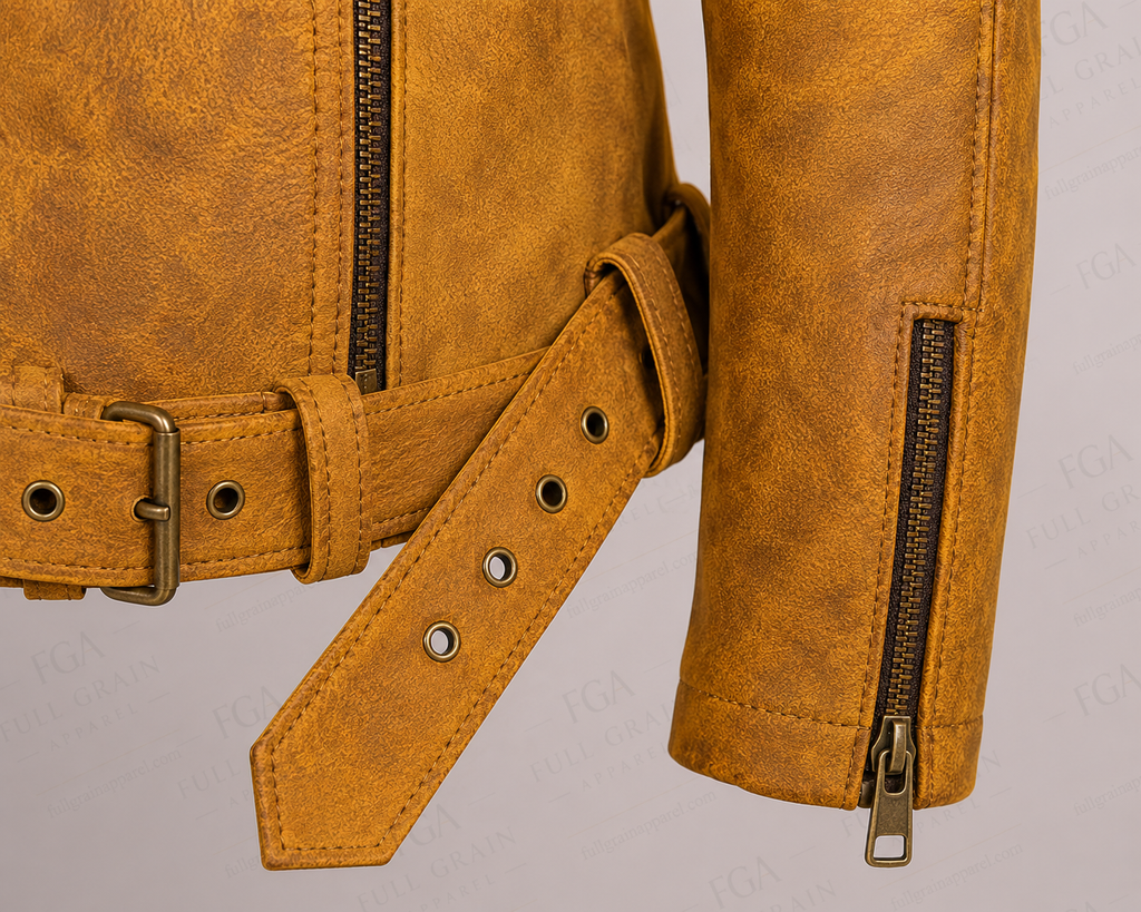 Women's Tan Suede Biker Leather Jacket | Moto Style | Full Grain Apparel