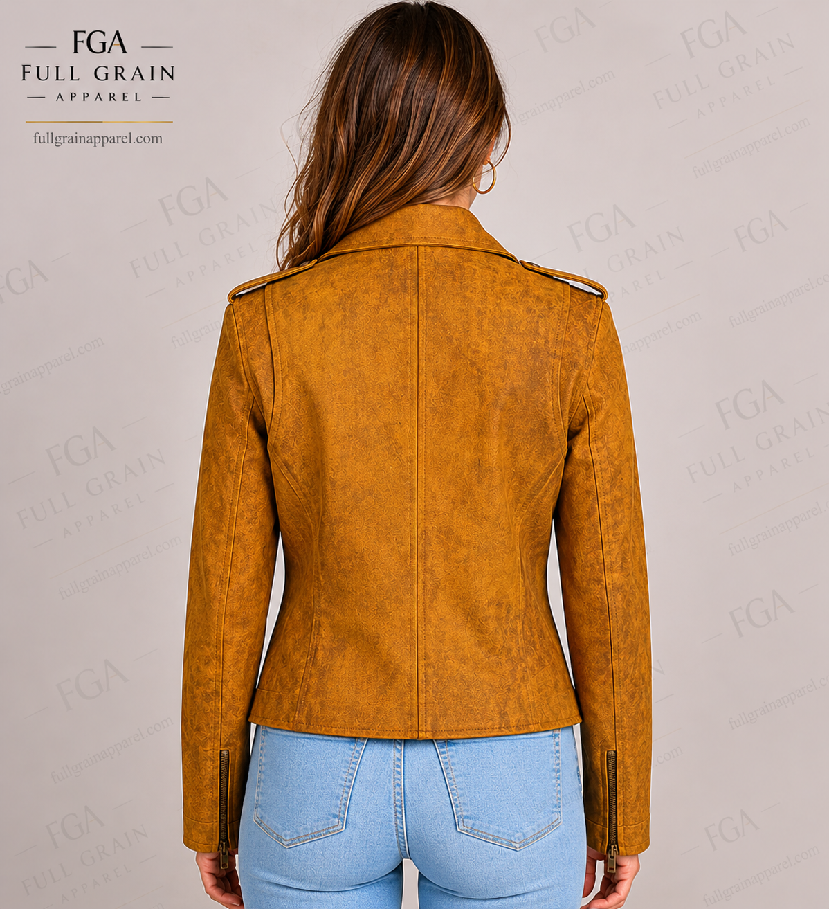 Women's Tan Suede Biker Leather Jacket | Moto Style | Full Grain Apparel