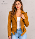 Women's Tan Suede Biker Leather Jacket | Moto Style | Full Grain Apparel
