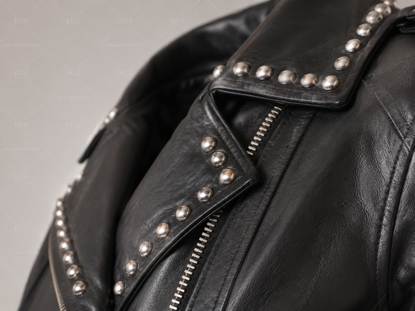 Women's Premium Black Studded Moto Leather Jacket | Full Grain Apparel