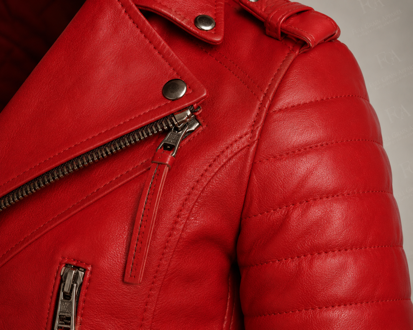 Women's Premium Red Lambskin Moto Biker Jacket | Full Grain Apparel