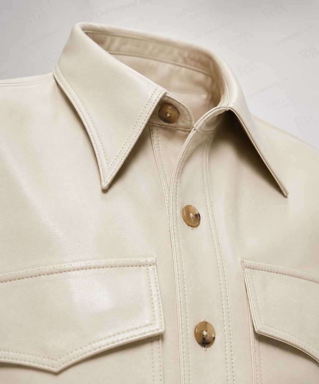 Women's Cream Leather Jumpsuit | Luxury Utility Playsuit | Full Grain Apparel
