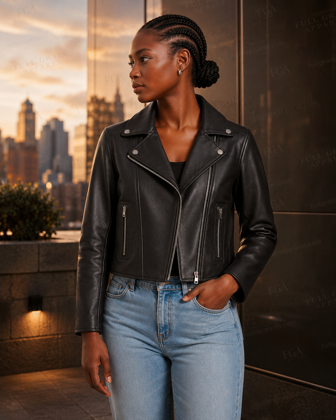 Women's Black Biker Leather Jacket | Vintage Moto | Full Grain Apparel