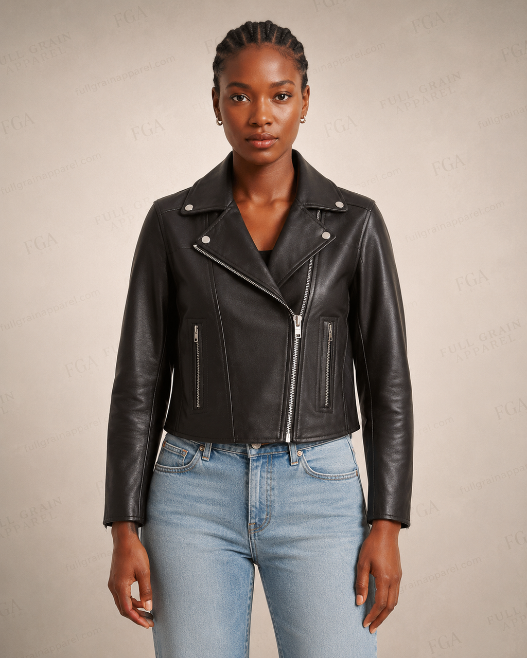 Women's Black Biker Leather Jacket | Vintage Moto | Full Grain Apparel