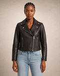 Women's Black Biker Leather Jacket | Vintage Moto | Full Grain Apparel