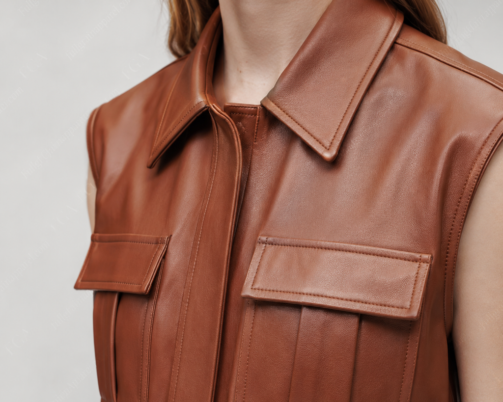 Women's Brown Leather Jumpsuit | Luxury Utility Romper | Full Grain Apparel