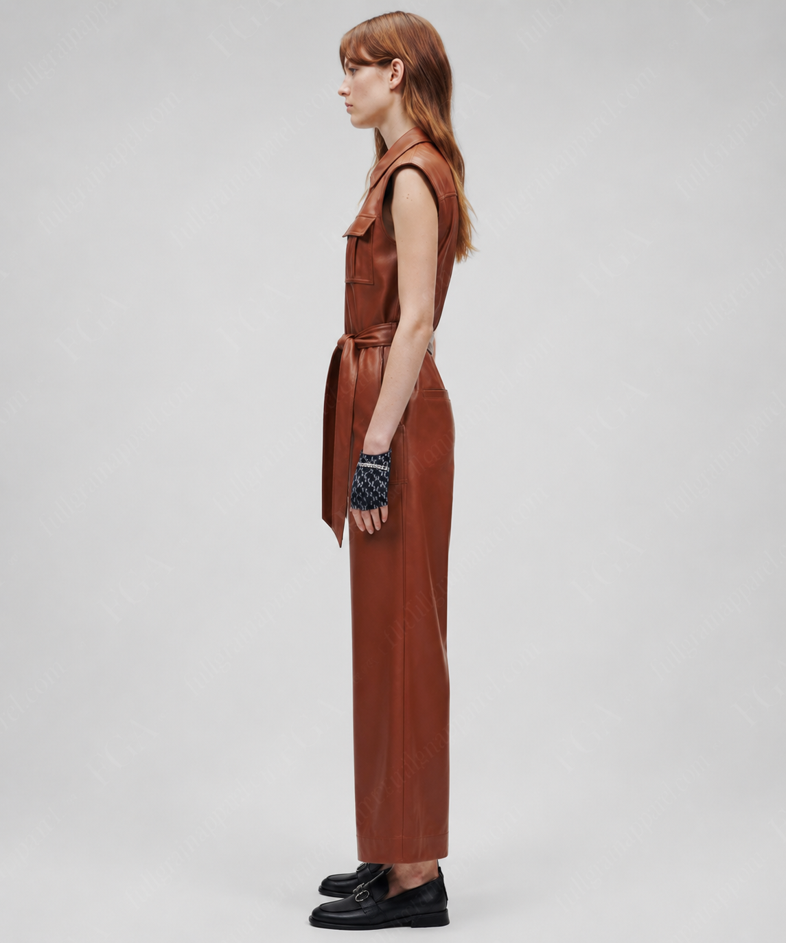 Women's Brown Leather Jumpsuit | Luxury Utility Romper | Full Grain Apparel