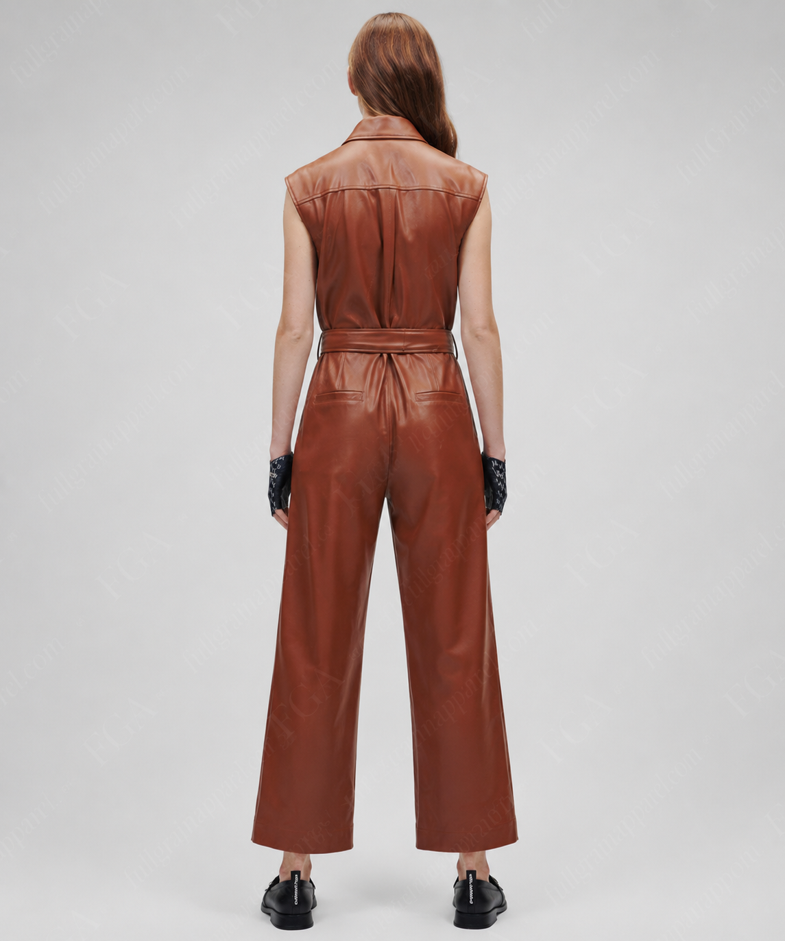 Women's Brown Leather Jumpsuit | Luxury Utility Romper | Full Grain Apparel
