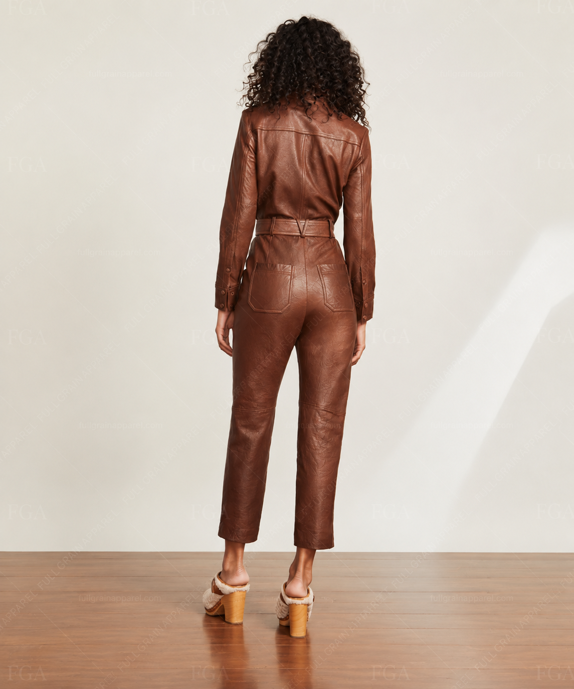 Women's Brown Leather Jumpsuit | Fitted Moto Playsuit | Full Grain Apparel