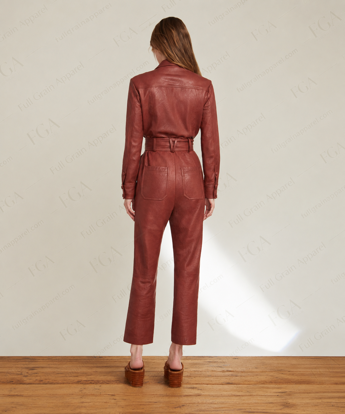 Women's Burgundy Leather Jumpsuit | Fitted Moto Romper | Full Grain Apparel