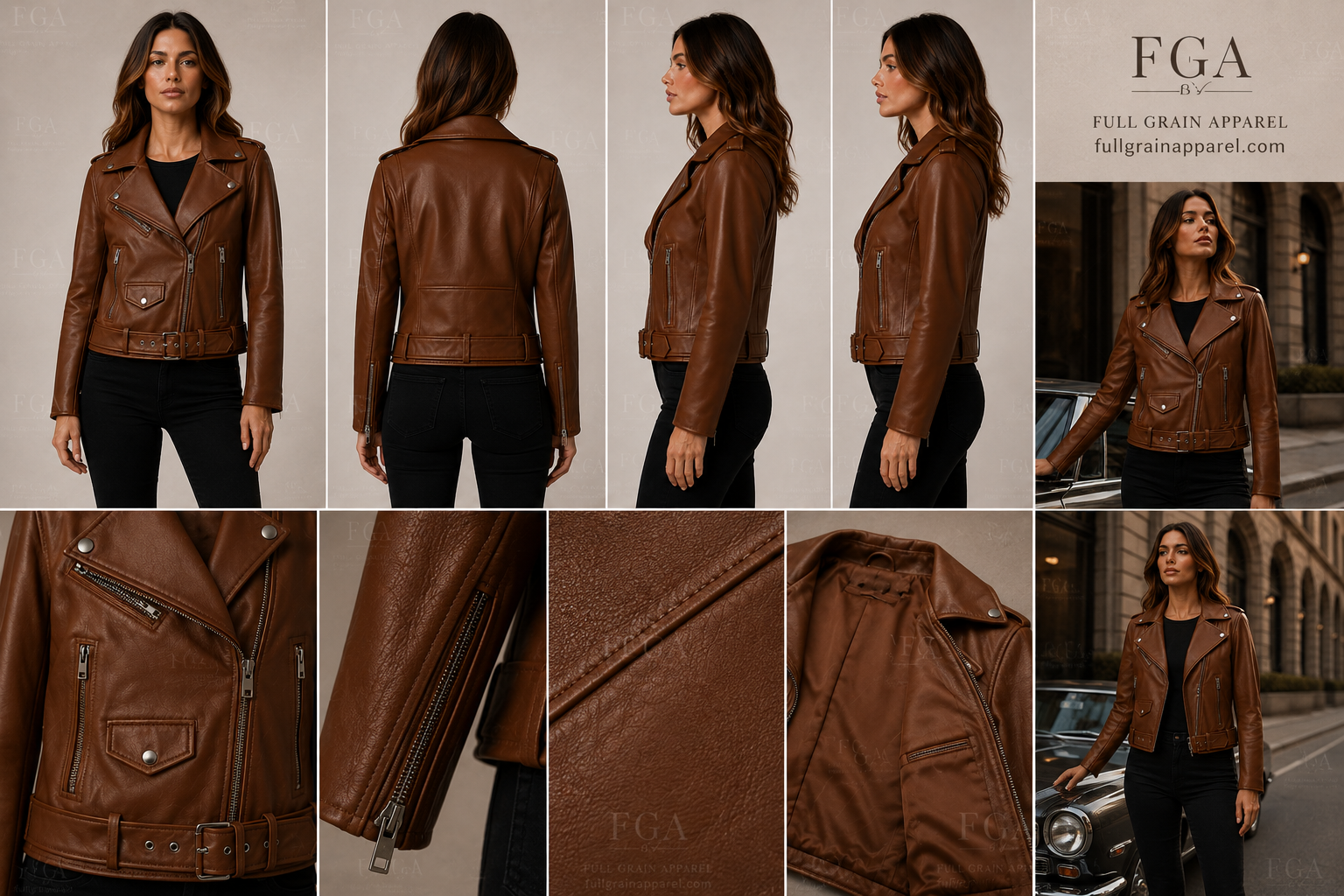 Women's Brown Leather Biker Jacket | Vintage Moto | Full Grain Apparel