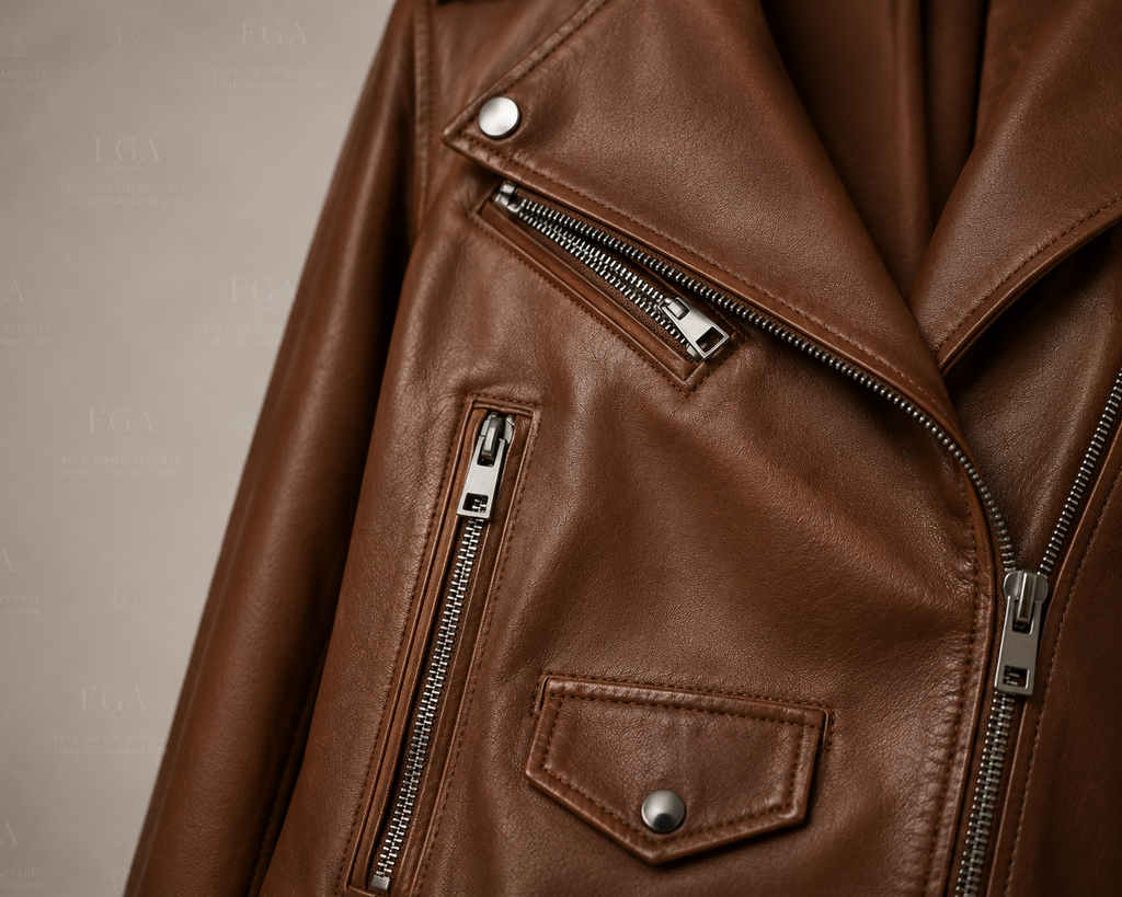 Women's Brown Leather Biker Jacket | Vintage Moto | Full Grain Apparel