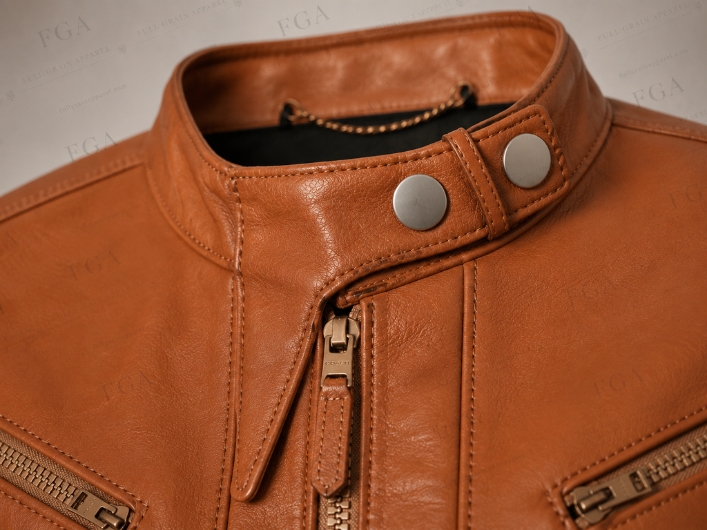 Women's Brown Bomber Leather Jacket | Cafe Racer | Full Grain Apparel