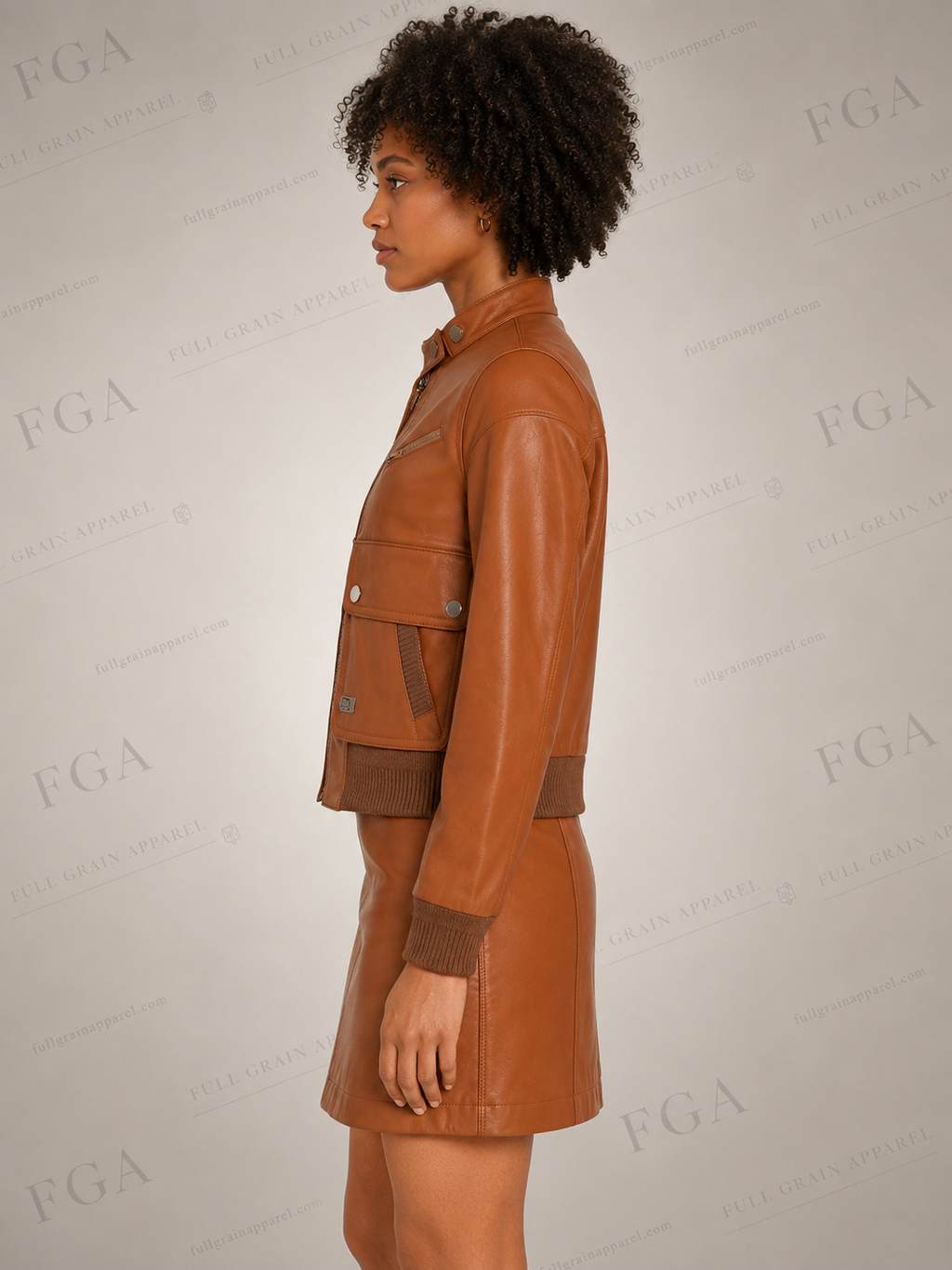 Women's Brown Bomber Leather Jacket | Cafe Racer | Full Grain Apparel