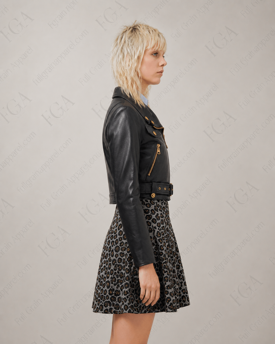 Women's Black Biker Leather Jacket | Cropped Moto | Full Grain Apparel