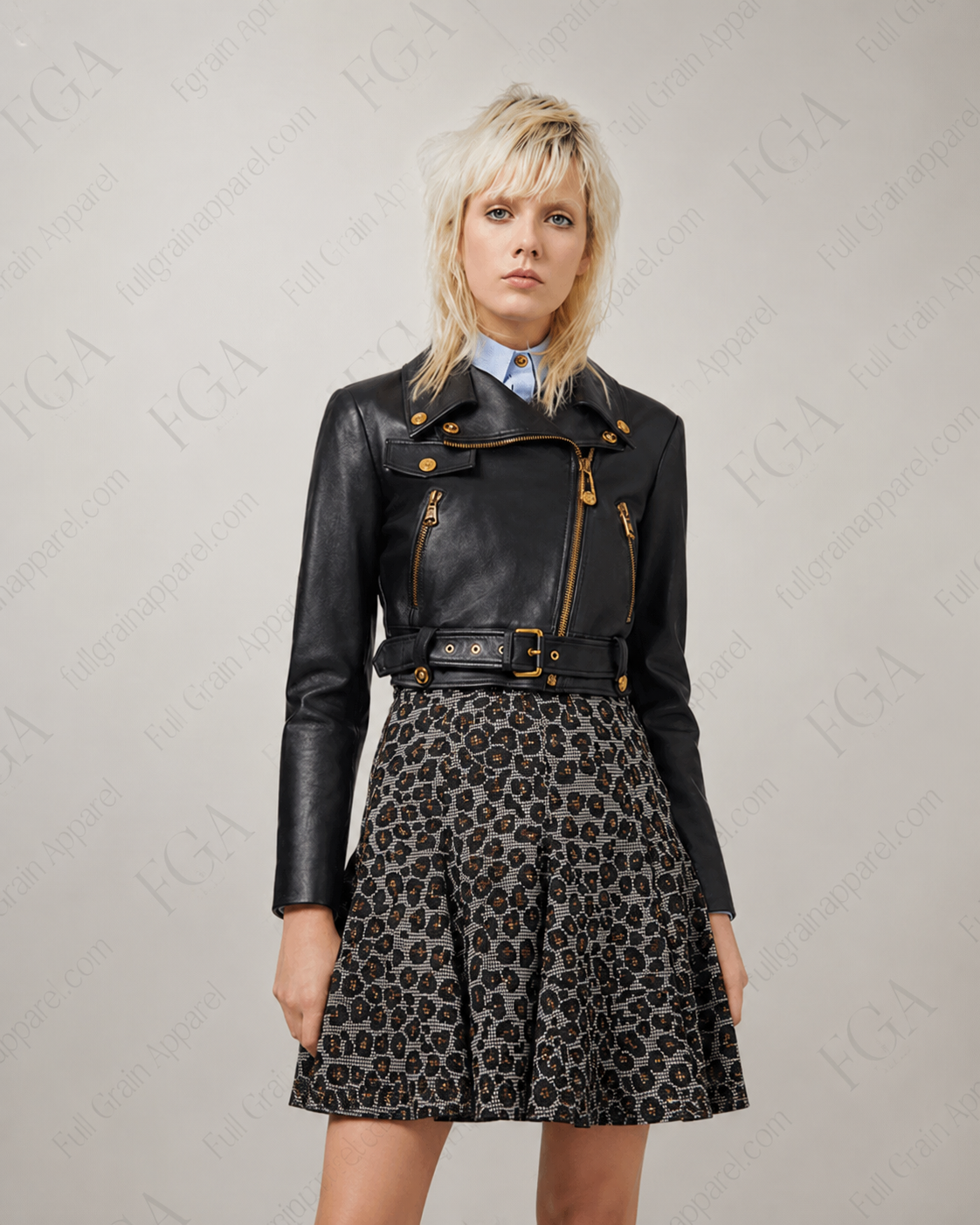 Women's Black Biker Leather Jacket | Cropped Moto | Full Grain Apparel
