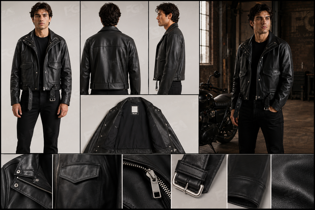 Men's Black Biker Leather Jacket | Vintage Moto | Full Grain Apparel