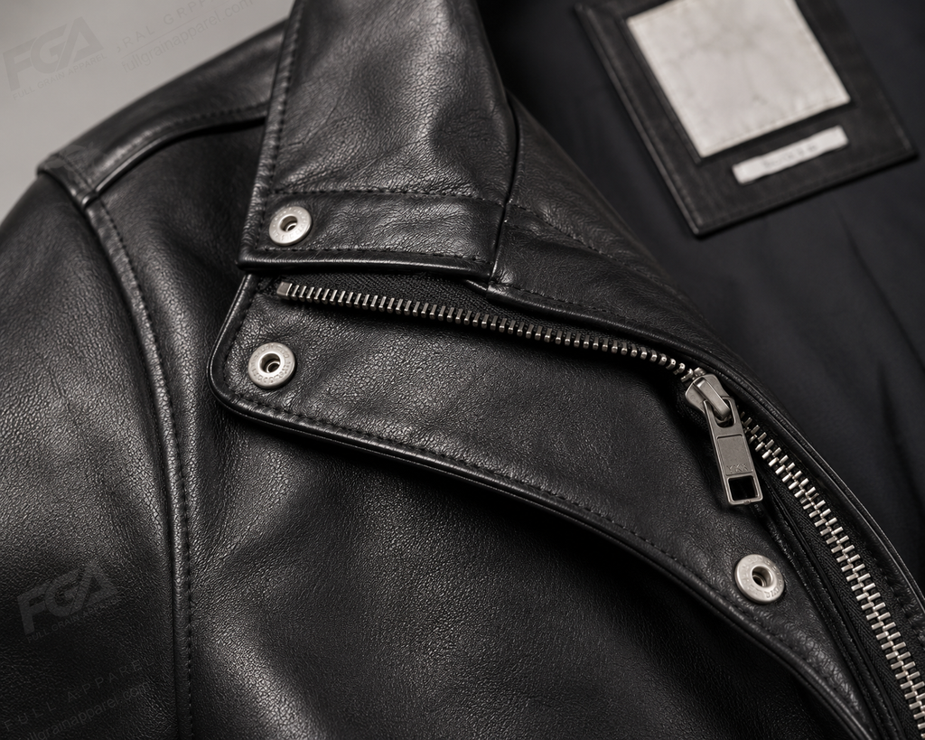 Men's Black Biker Leather Jacket | Vintage Moto | Full Grain Apparel
