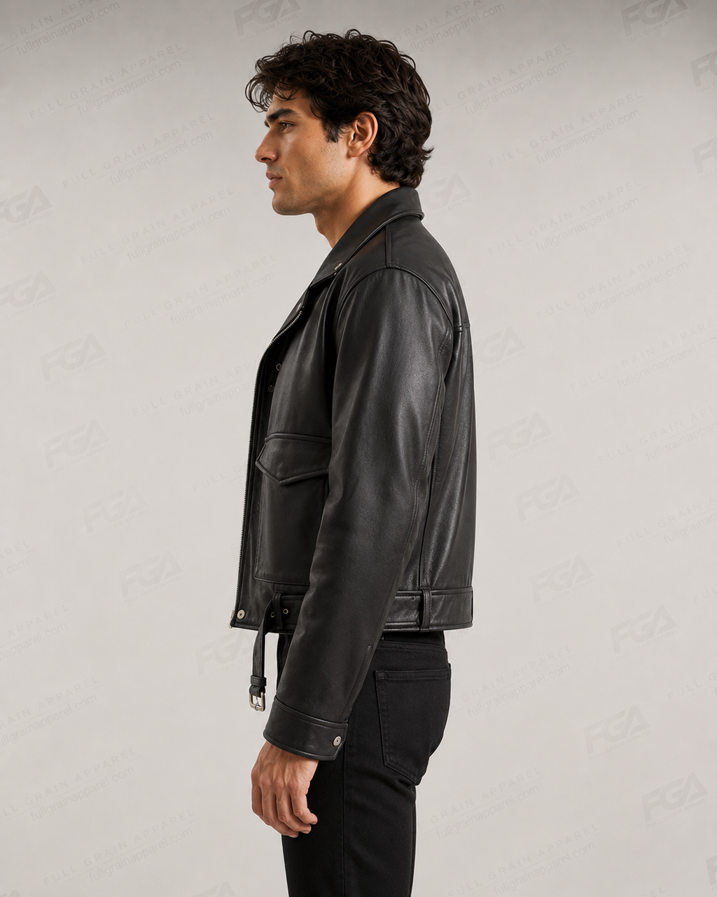 Men's Black Biker Leather Jacket | Vintage Moto | Full Grain Apparel