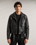 Men's Black Biker Leather Jacket | Vintage Moto | Full Grain Apparel