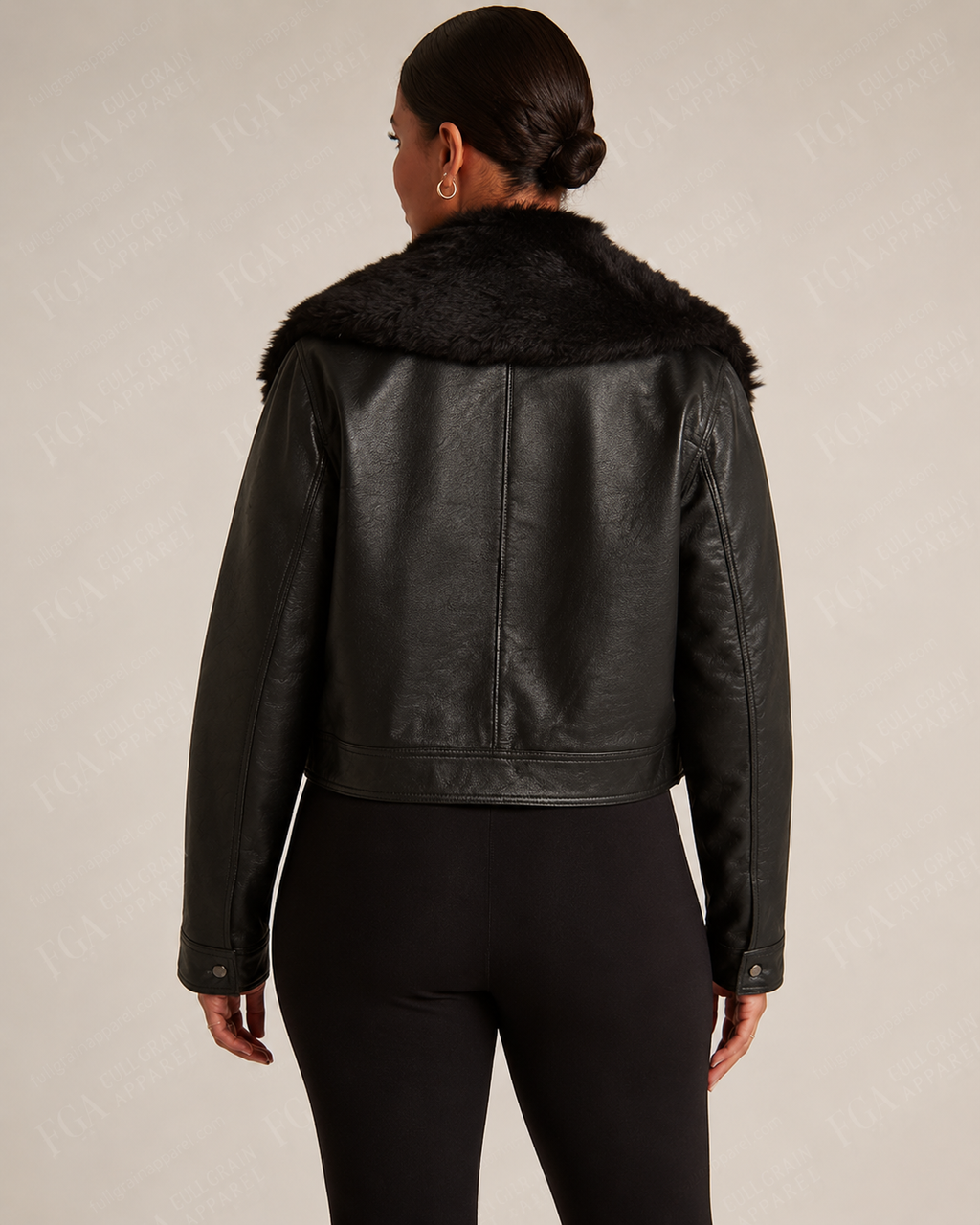 Women's Black Shearling Leather Jacket | Aviator Biker | Full Grain Apparel
